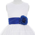 Grace Karin White Blue Sleeveless Flower Decorado Flower Girl Princess Party Dress 2 ~ 12Years CL008936-2